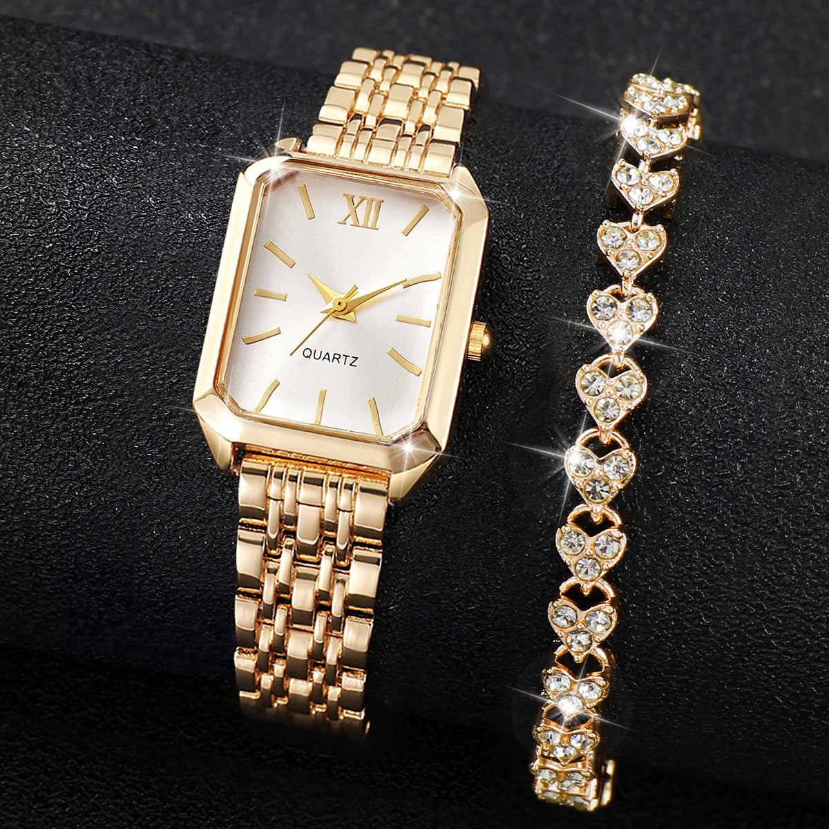 Elegant Roman Numeral Watch and Bracelet Set