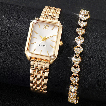 Elegant Roman Numeral Watch and Bracelet Set